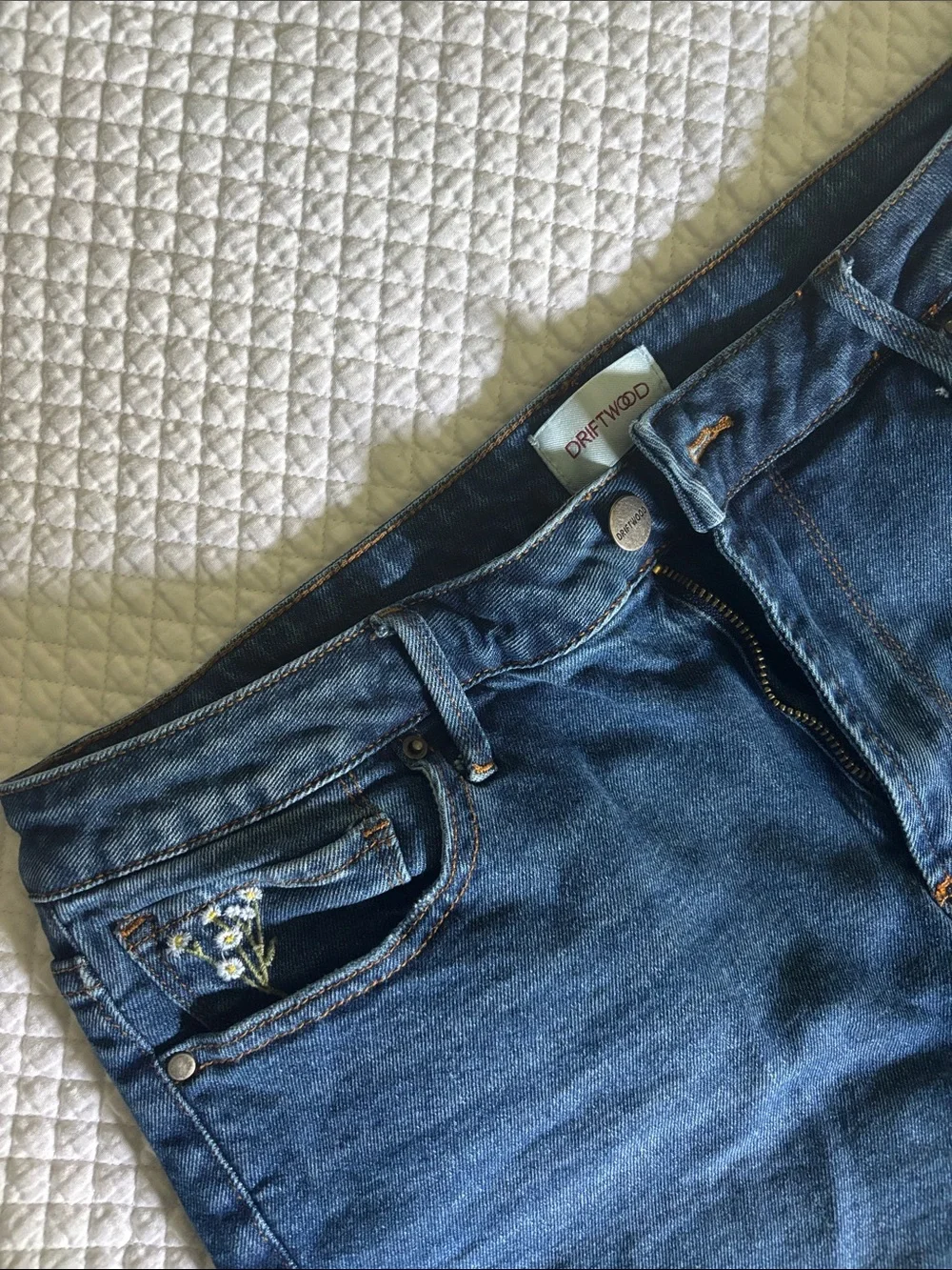 DRIFTWOOD Denim Shorts with floral stitching - Picture 3 of 3